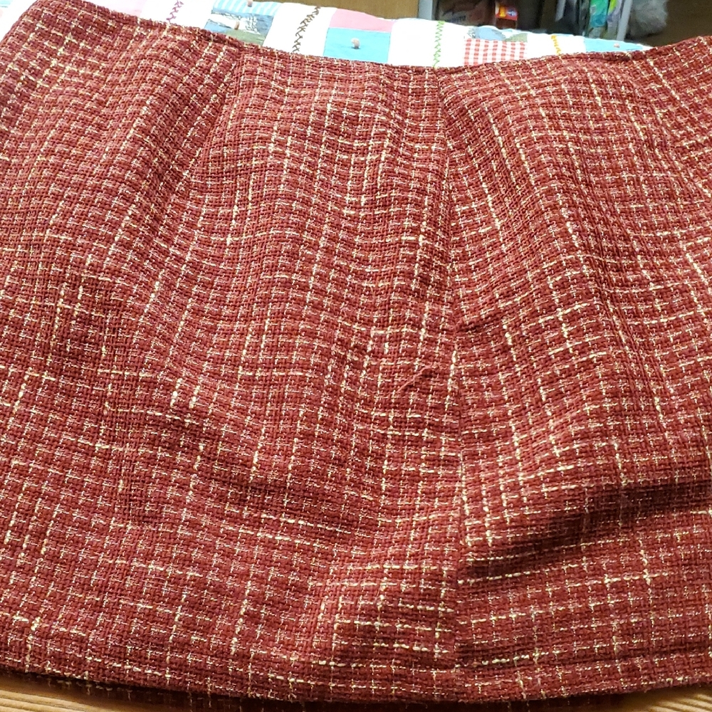 Cider Red Tweed A-Line Skirt